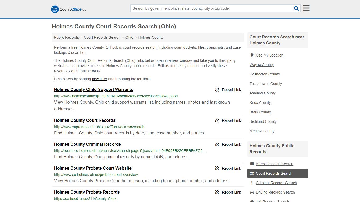 Holmes County Court Records Search (Ohio) - County Office